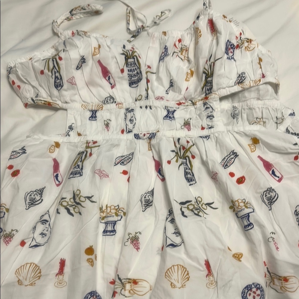 Madewell White Dress with Artistic Print
